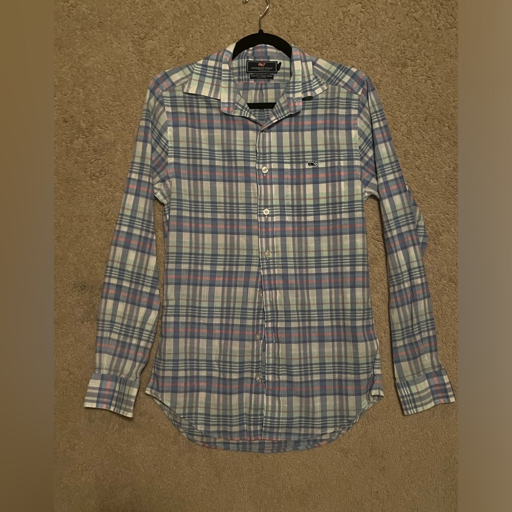 Vineyard Vines Blue and Pink button down